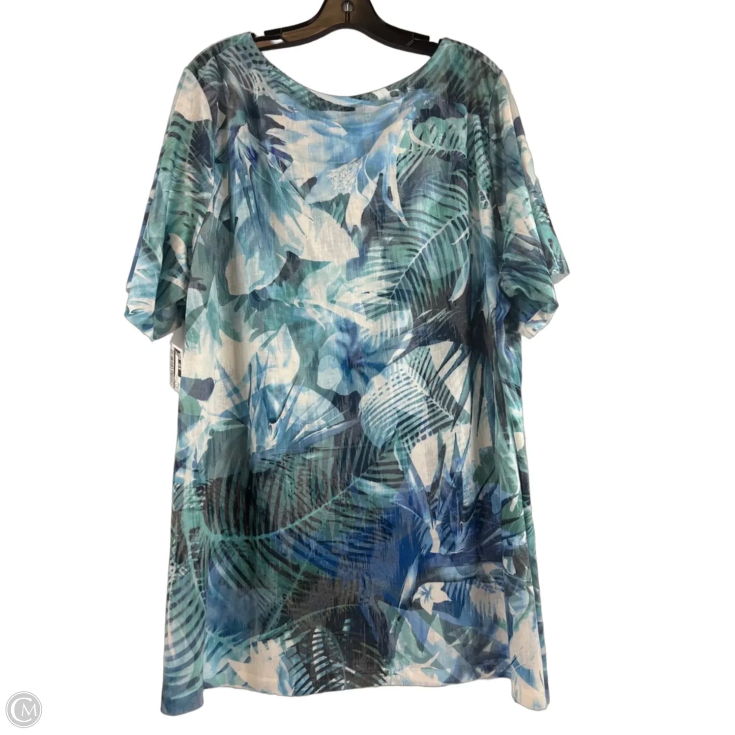 Top Short Sleeve By Cj Banks In Blue & Green, Size: 3x