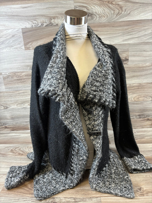 Sweater Cardigan By Clothes Mentor In Black & White, Size: L