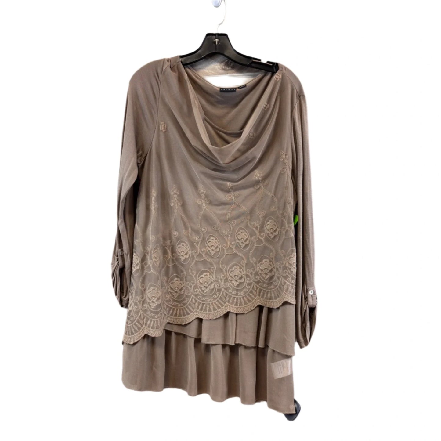 Top Long Sleeve By Tribal In Brown, Size: M