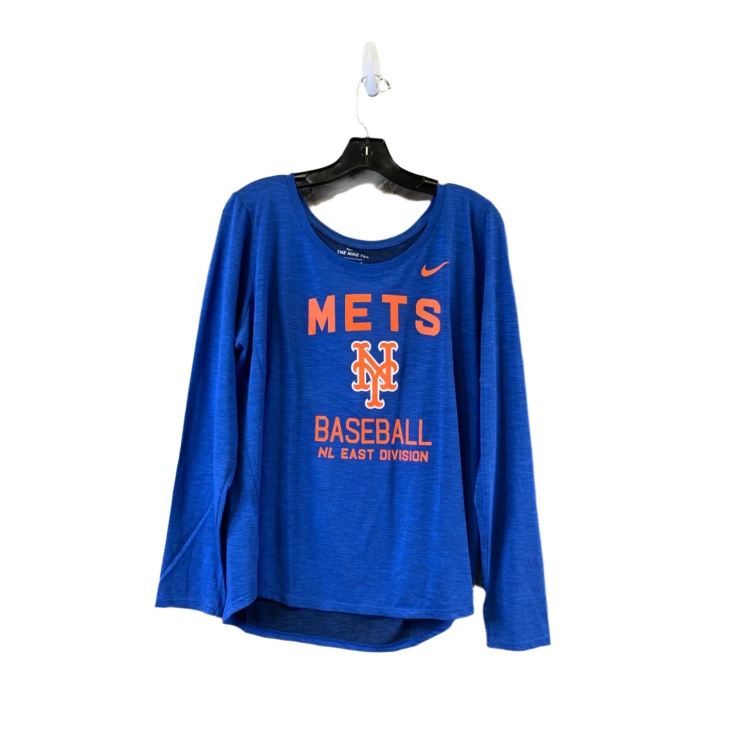 Athletic Top Long Sleeve Collar By Nike Apparel In Blue & Orange, Size: Xl