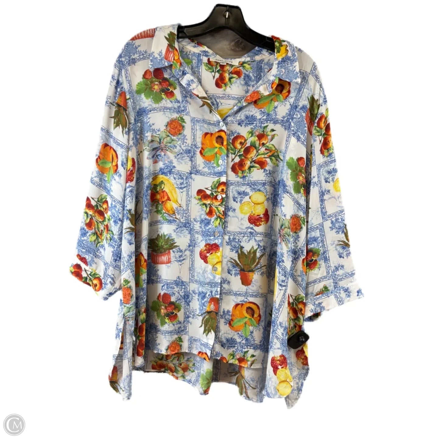 Top 3/4 Sleeve By Rose And Olive In Blue & Orange, Size: 2x