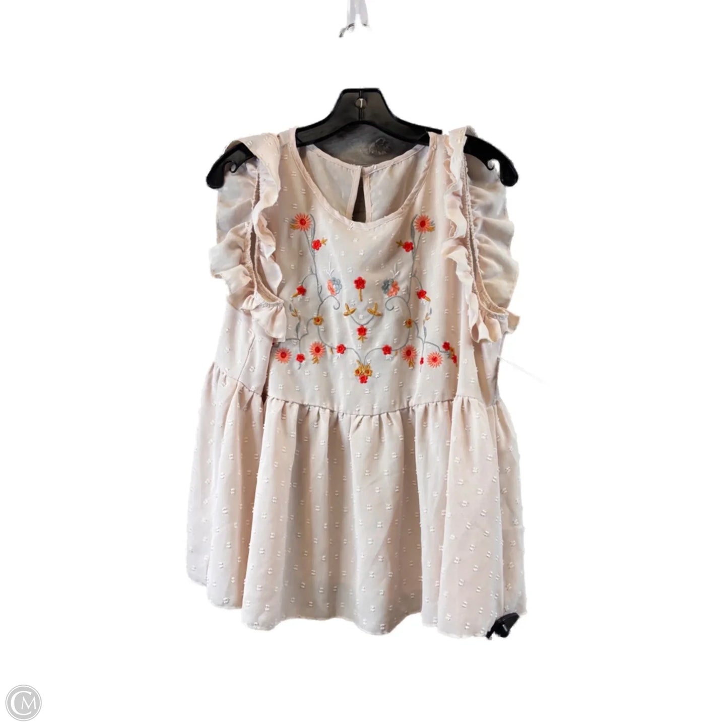 Top Short Sleeve By Shein In Beige, Size: Xl