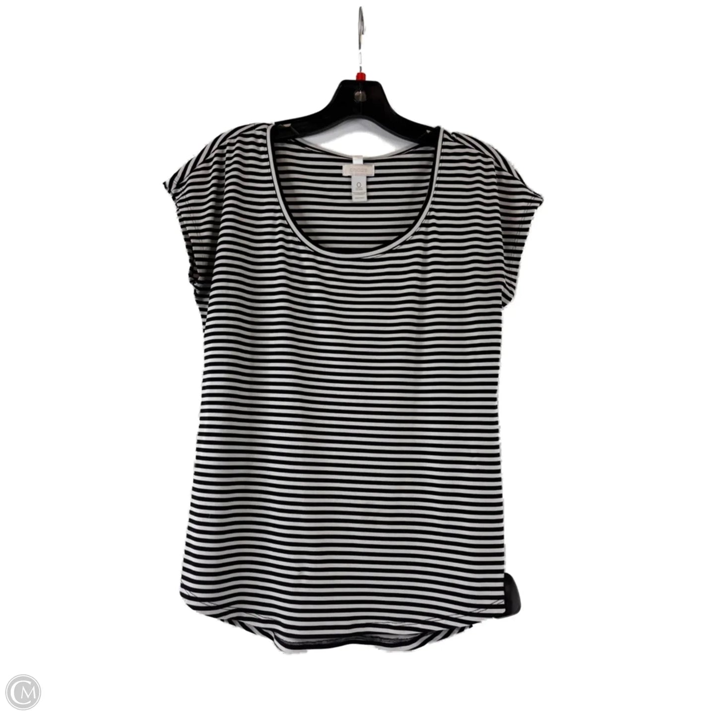 Top Short Sleeve By Chicos In Black & White, Size: S