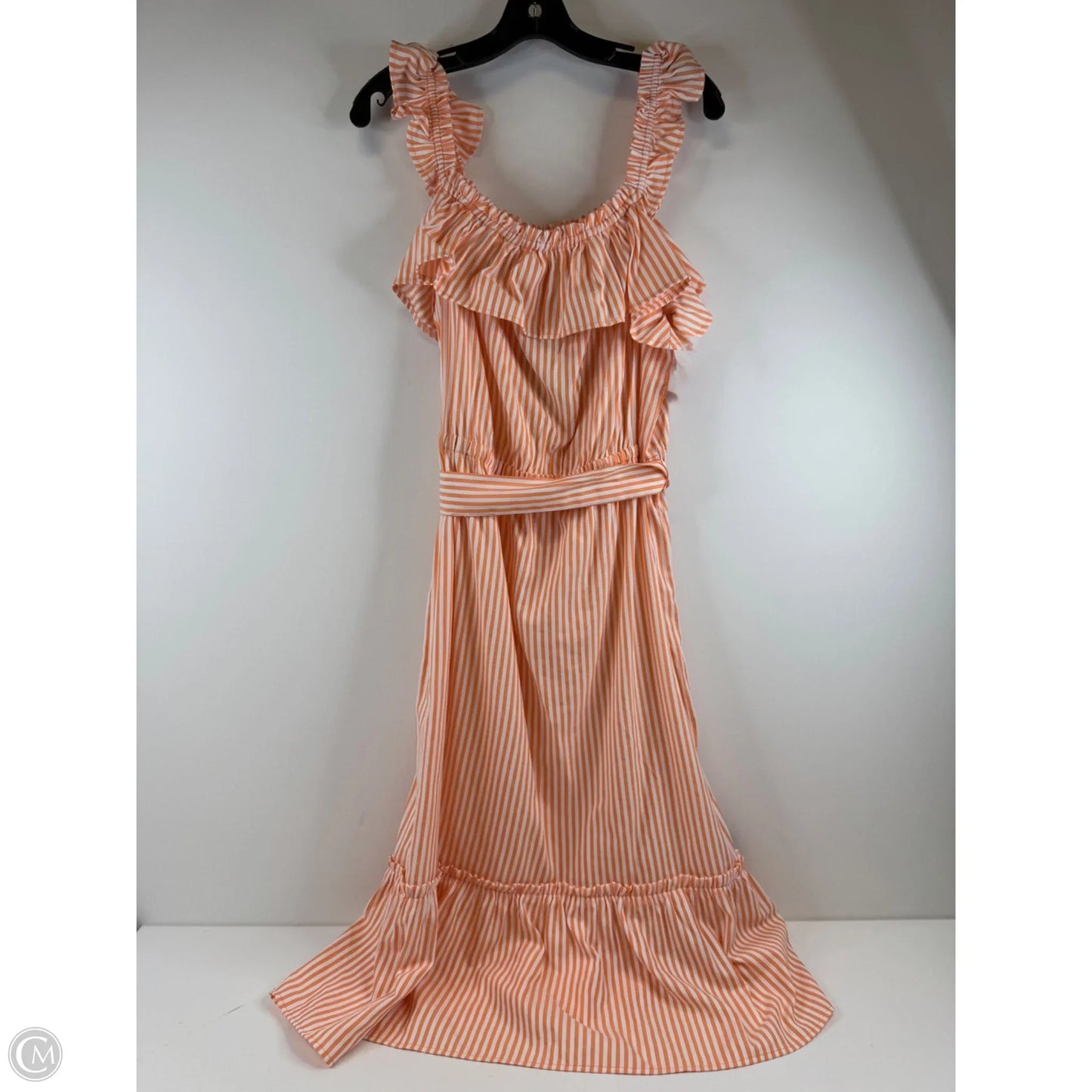 Dress Casual Midi By Michael By Michael Kors In Orange & White, Size: Xl