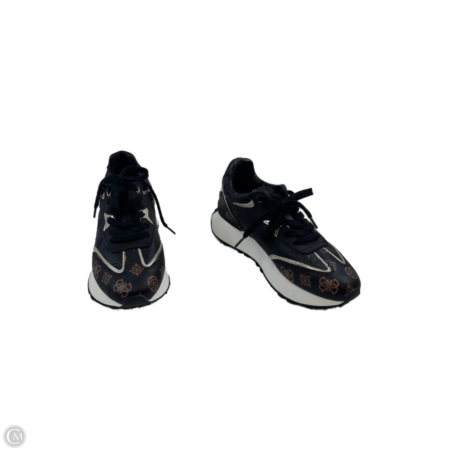 Shoes Sneakers By Guess In Black & Gold, Size: 8