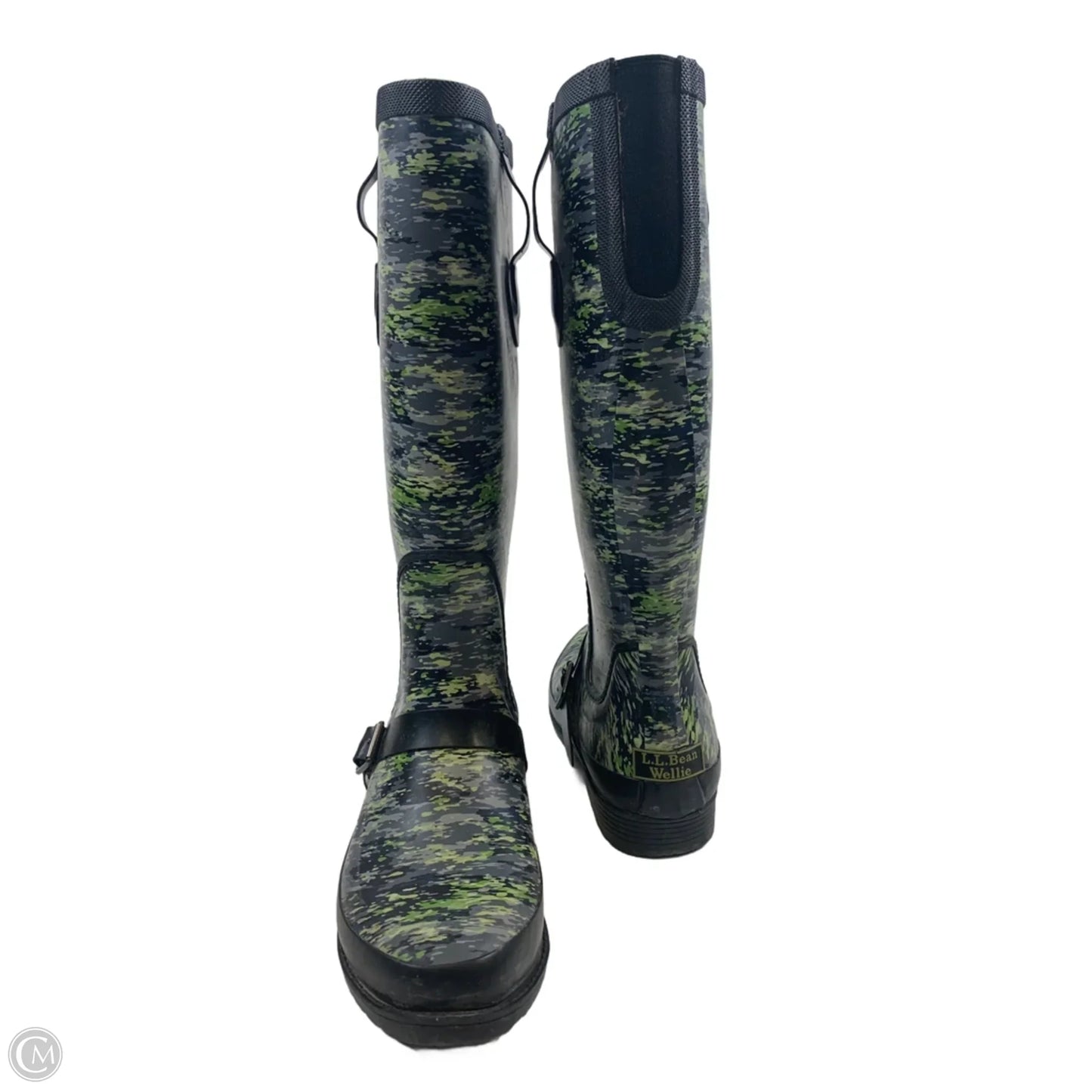 Boots Rain By L.l. Bean In Green & Grey, Size: 8