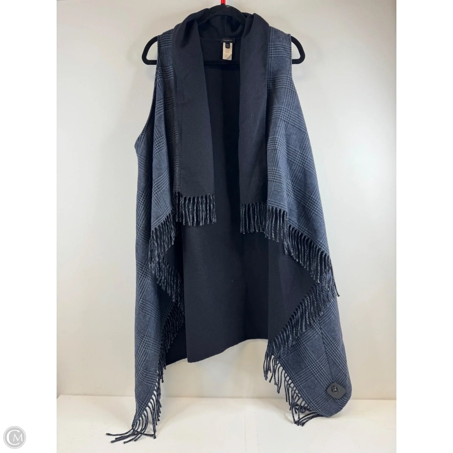 Vest Fleece By Talbots In Black & Blue, Size: L