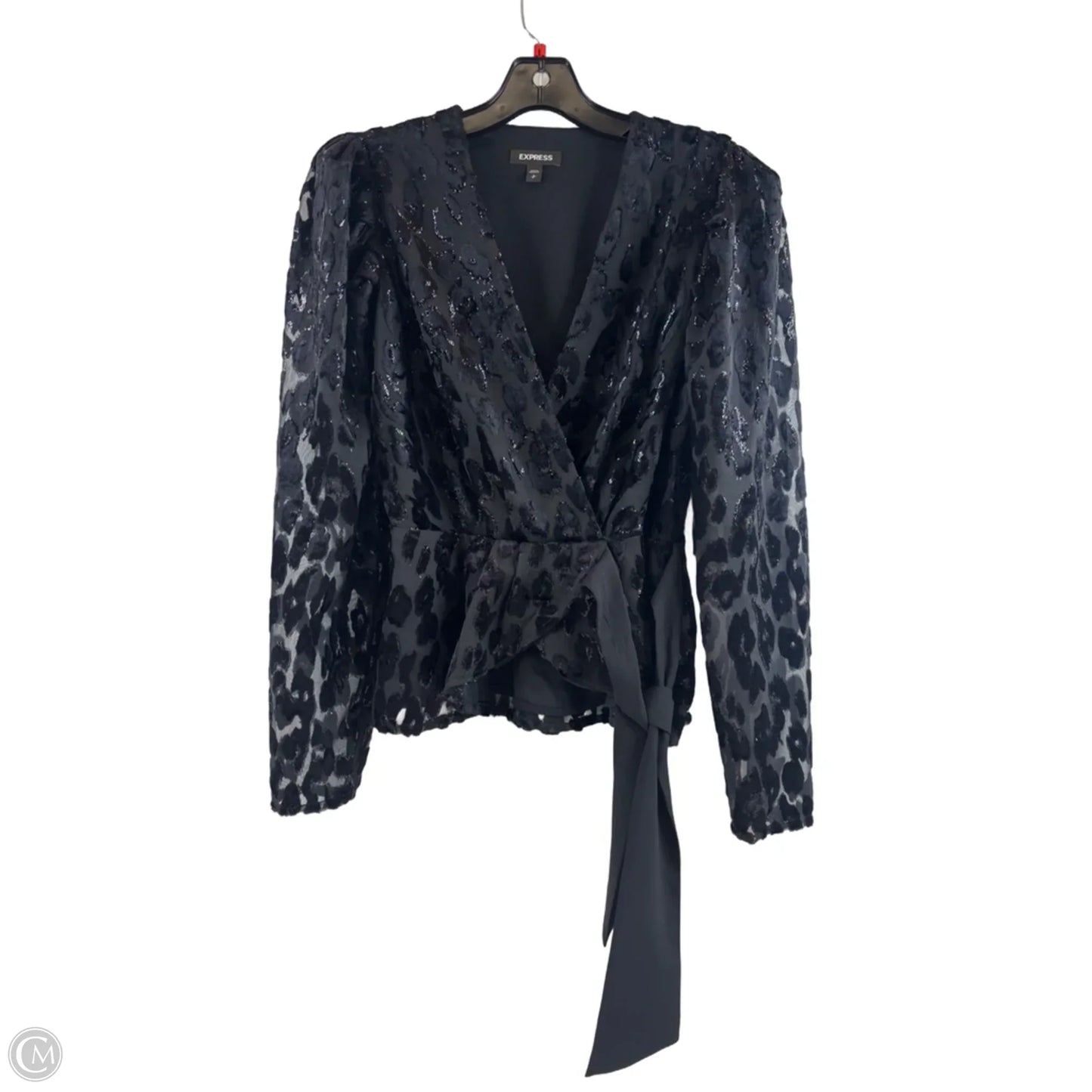 Blouse Long Sleeve By Express In Black, Size: Sp