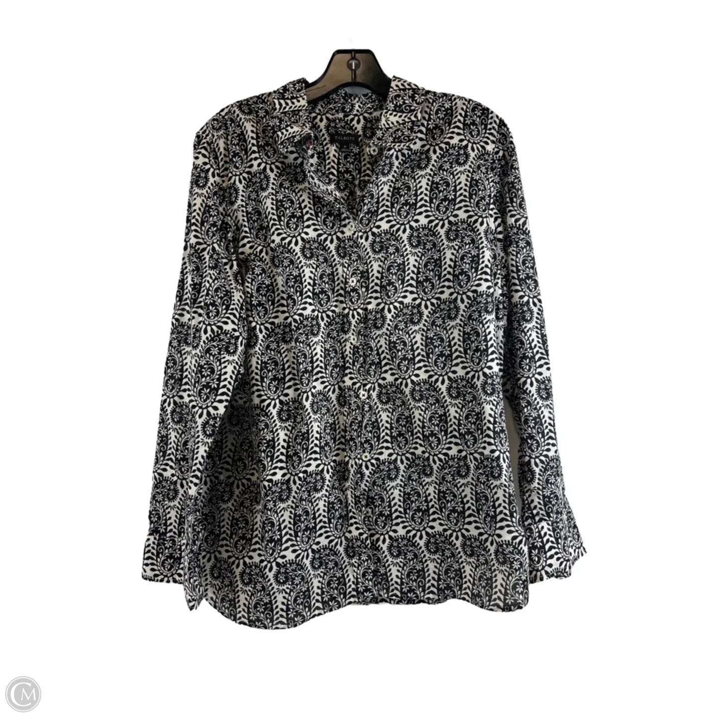 Top Long Sleeve By Talbots In Black & Cream, Size: M