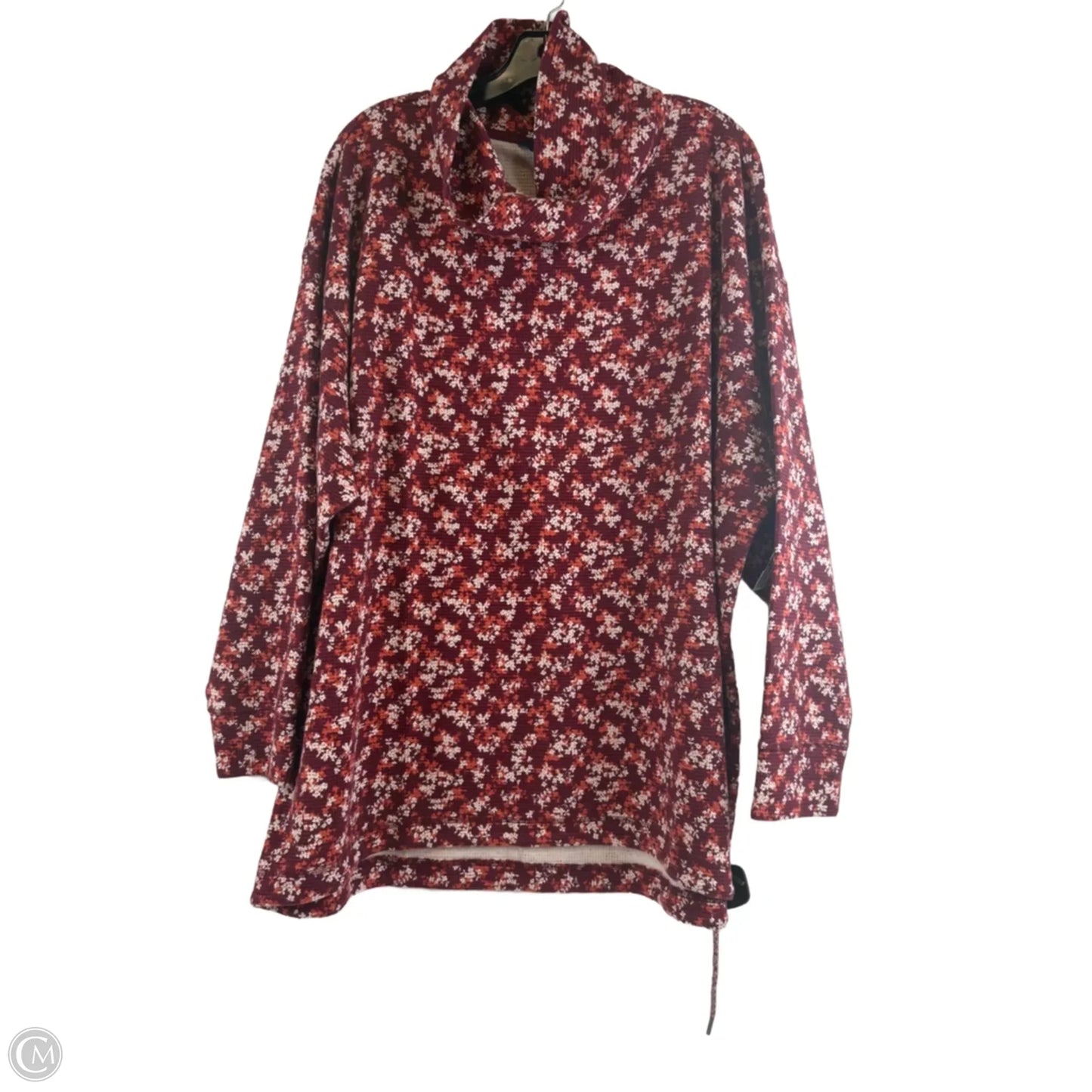 Top Long Sleeve By Lands End In Red & White, Size: 2x