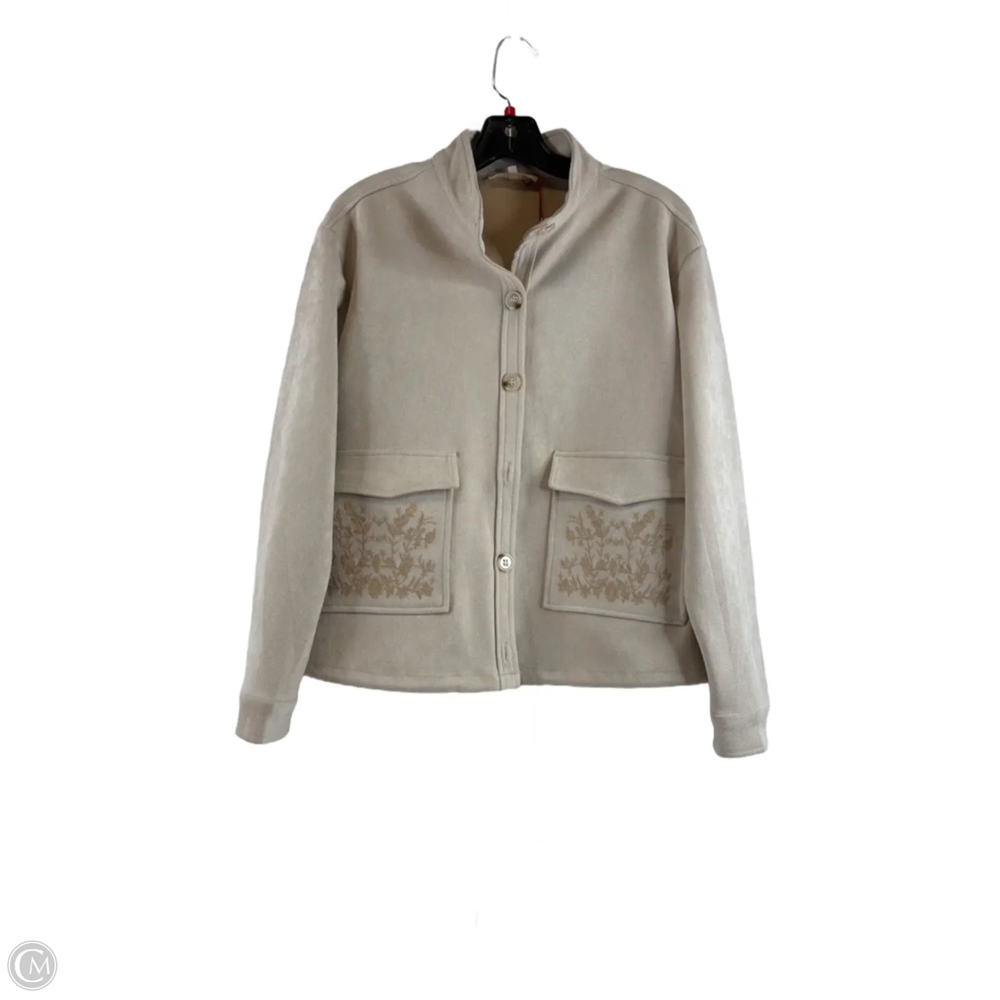 Jacket Shirt By Solitaire In Beige, Size: M