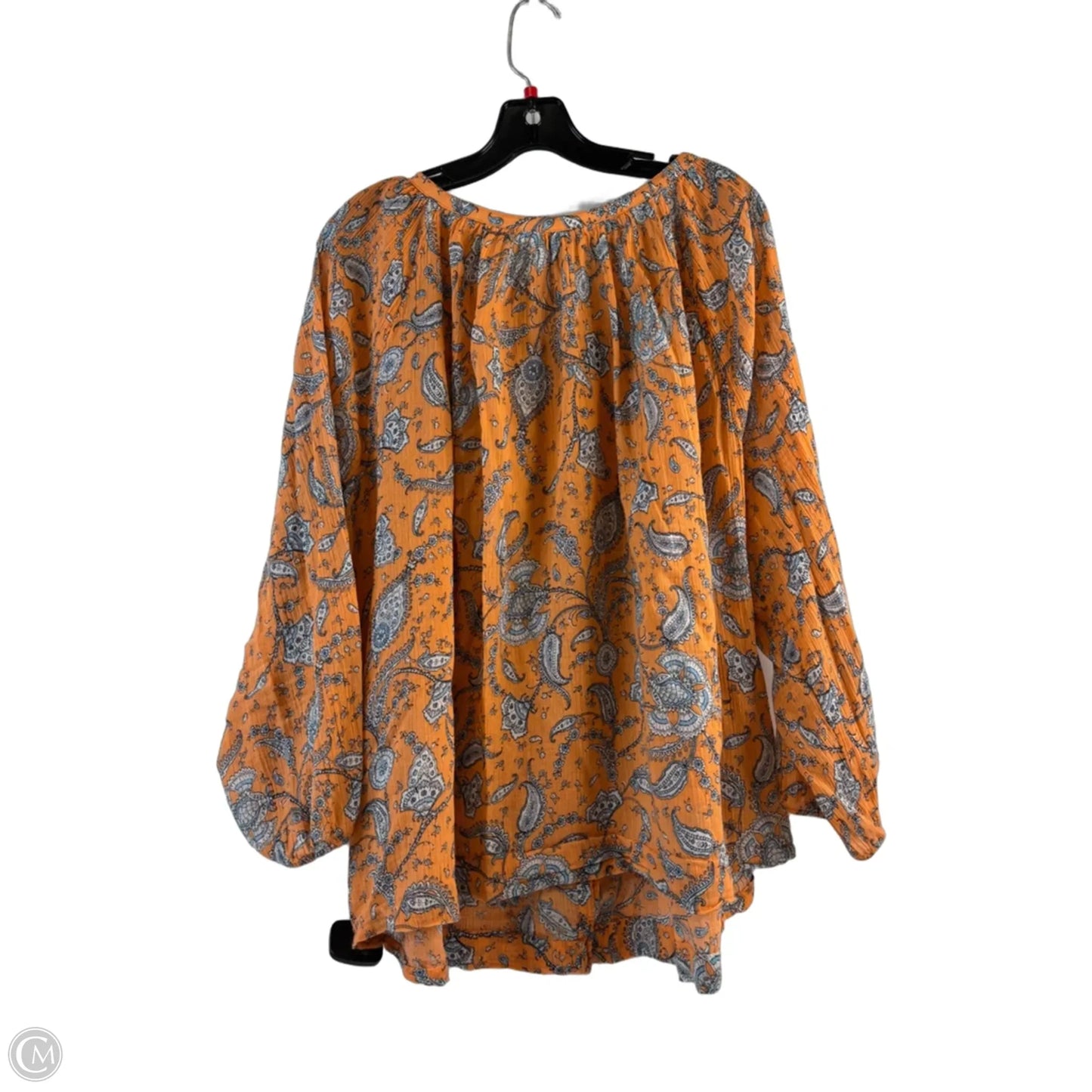 Top Long Sleeve By Chaps In Blue & Orange, Size: 3x