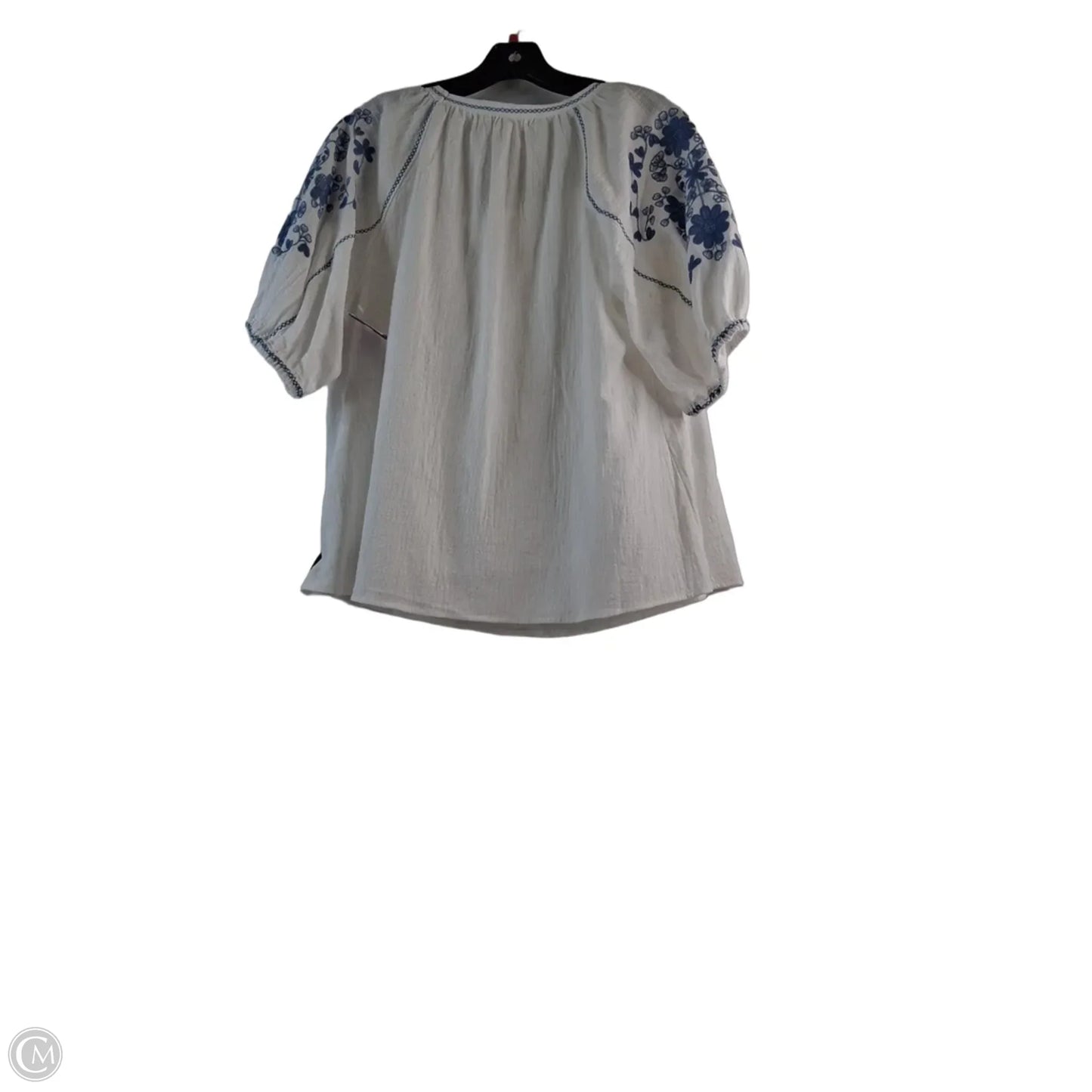 Top Short Sleeve By Clothes Mentor In Blue & White, Size: L