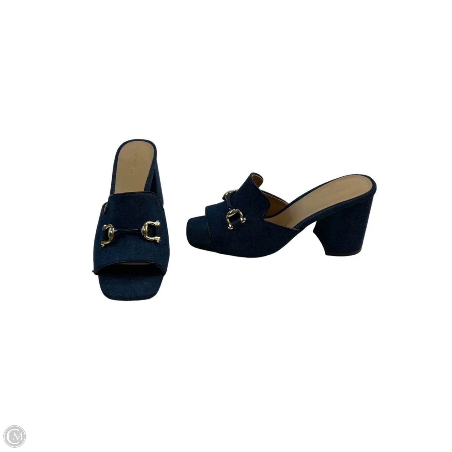 Sandals Heels Block By Ann Taylor In Blue Denim, Size: 8