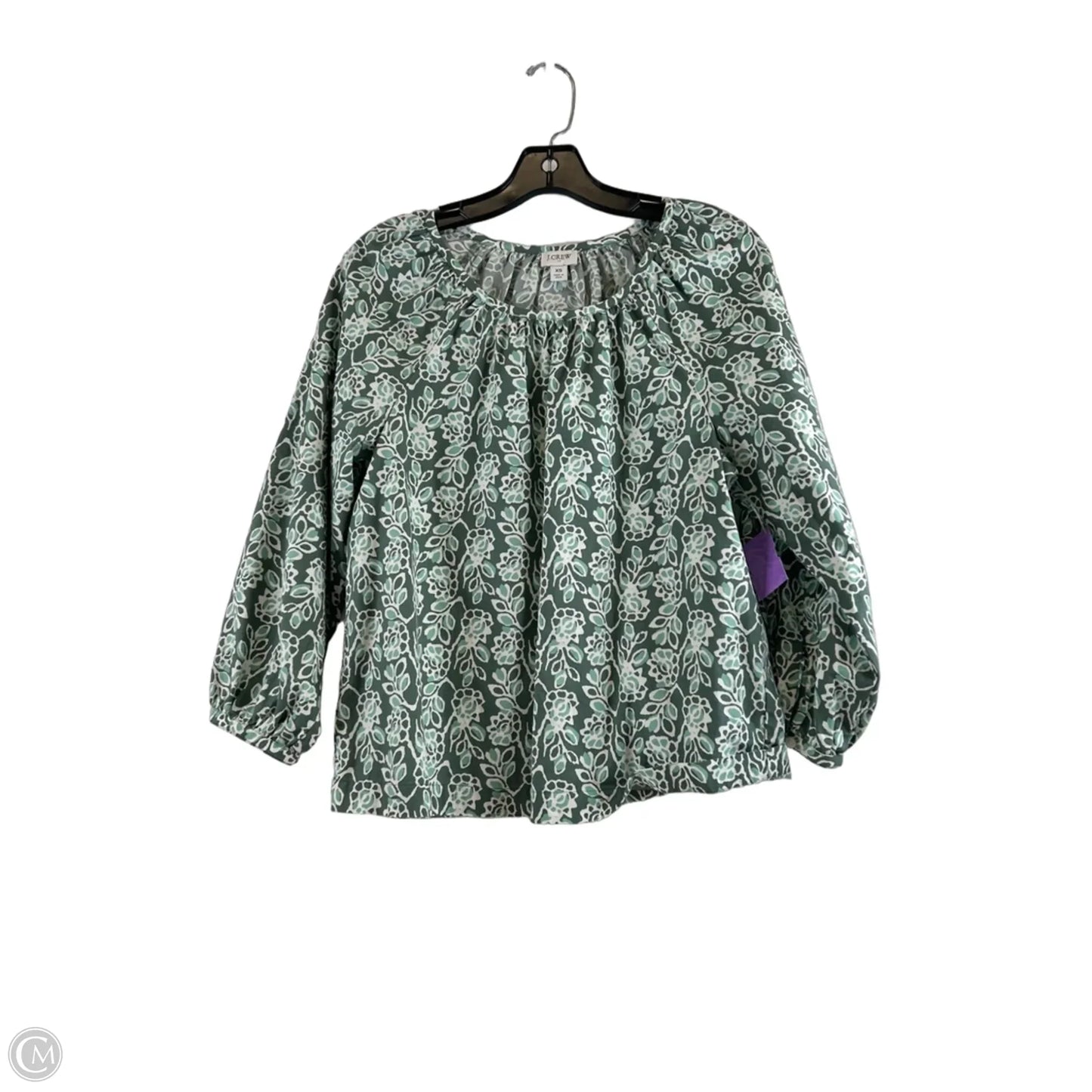 Top Long Sleeve By J. Crew In Green & White, Size: Xs