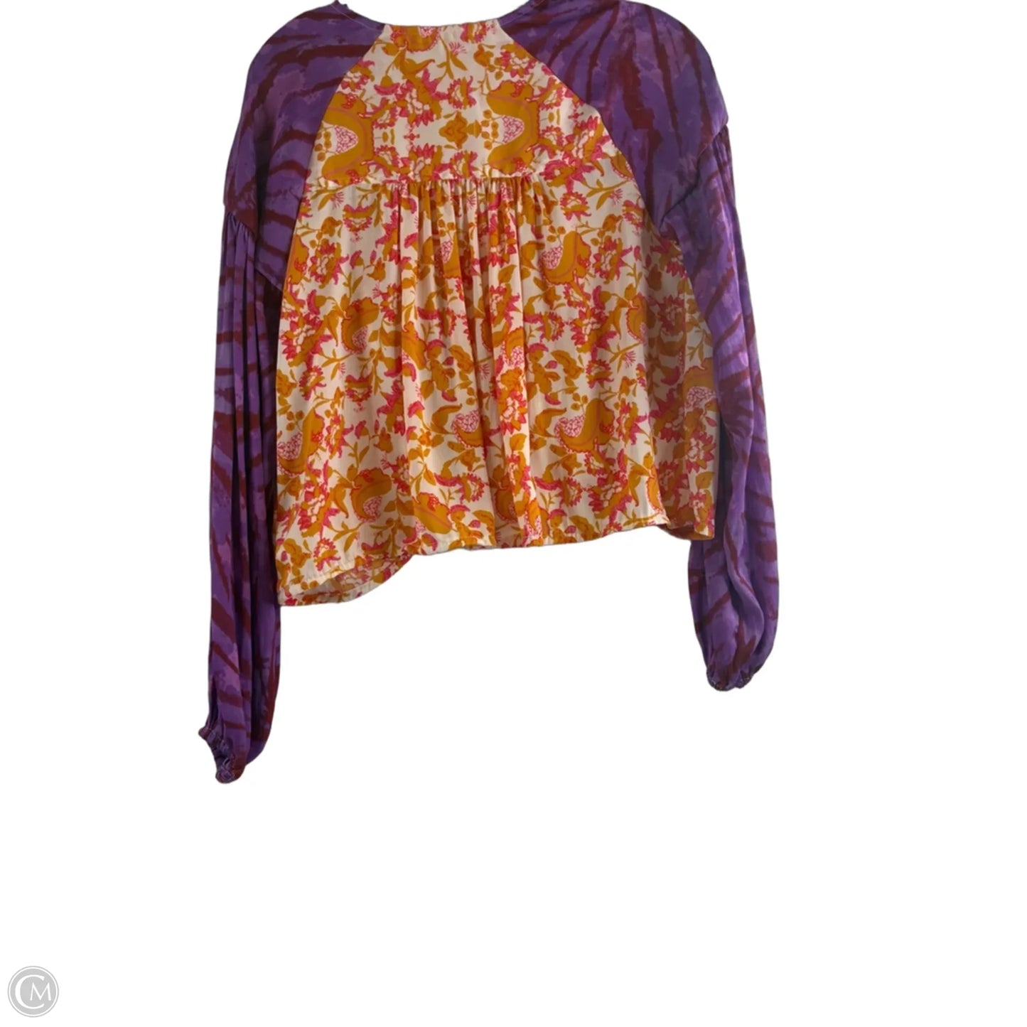 Top Long Sleeve By Free People In Purple & Yellow, Size: Xs