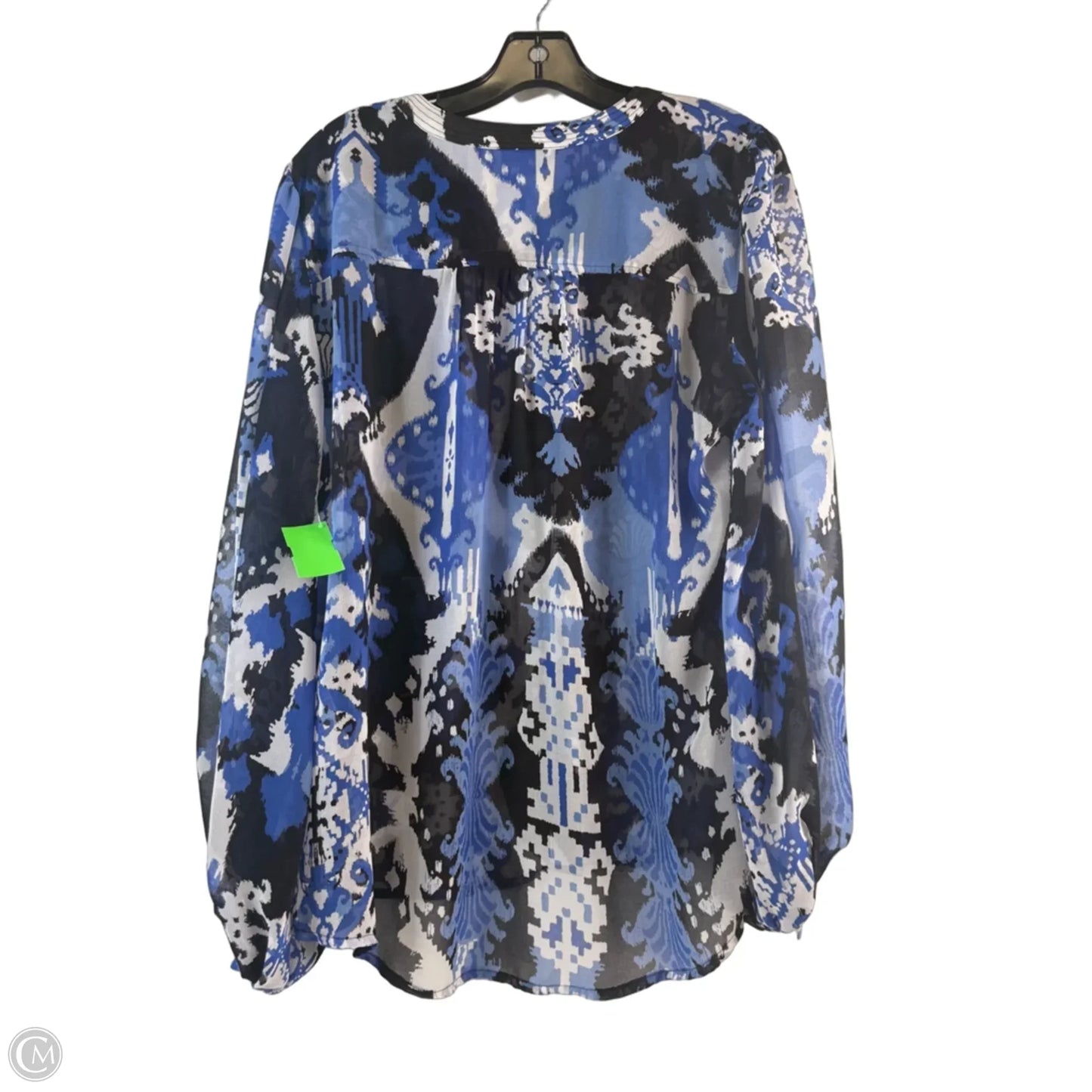 Top Long Sleeve By Chicos In Black & Blue, Size: L