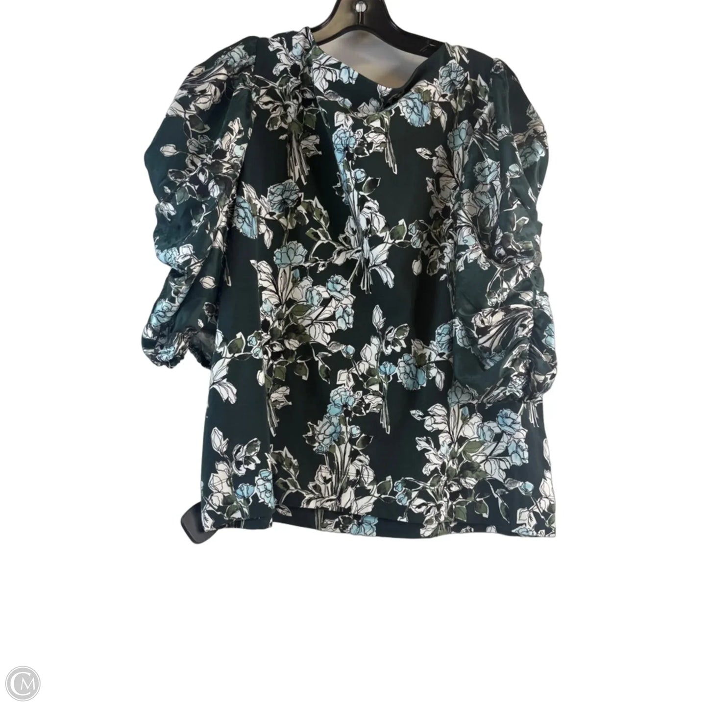 Top Short Sleeve By Chicos In Green & White, Size: L