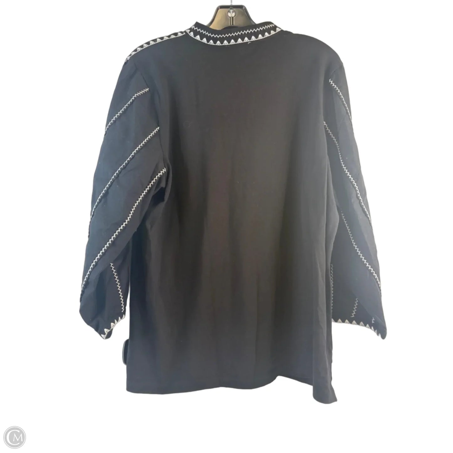 Top 3/4 Sleeve By Chicos In Black & White, Size: L