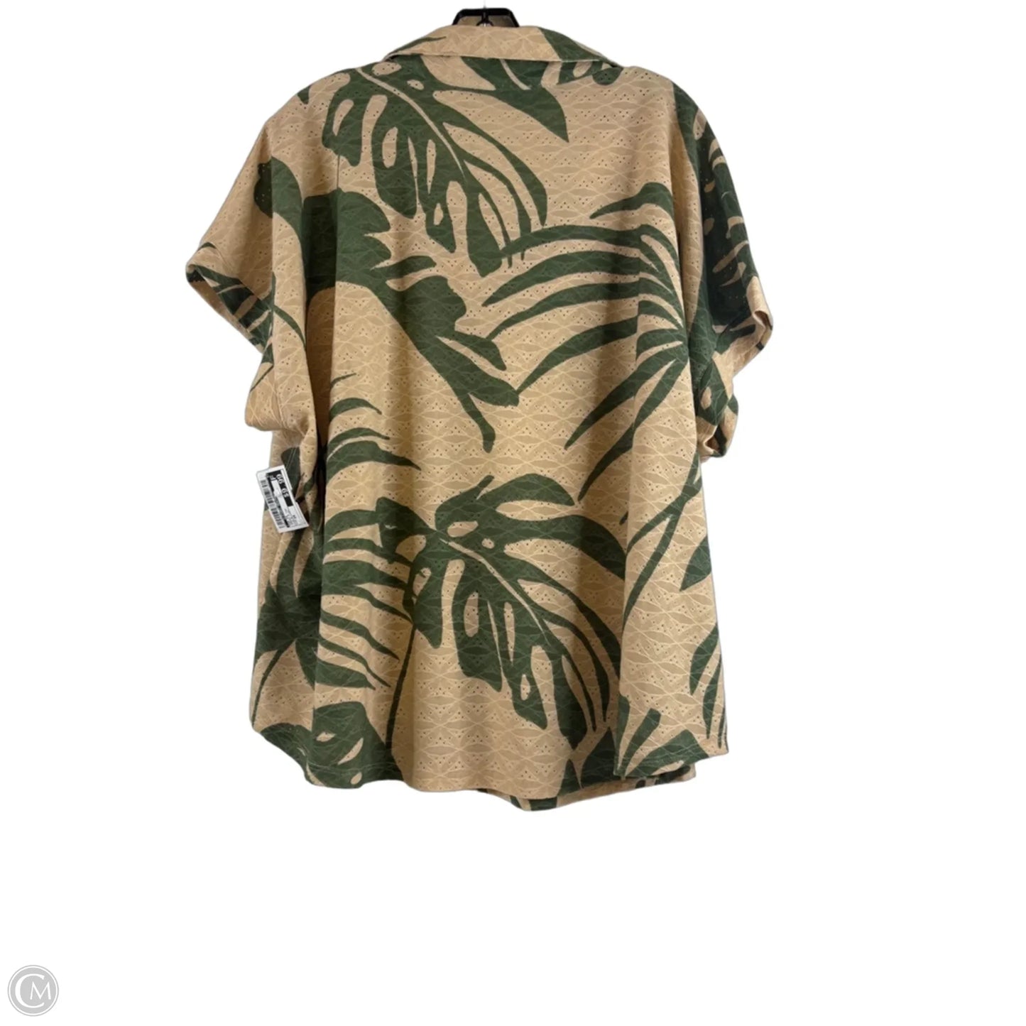 Top Short Sleeve By Clothes Mentor In Green & Tan, Size: 2x