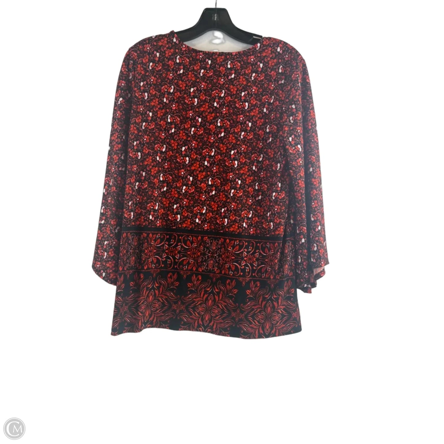 Top 3/4 Sleeve By Zac And Rachel In Black & Orange, Size: S