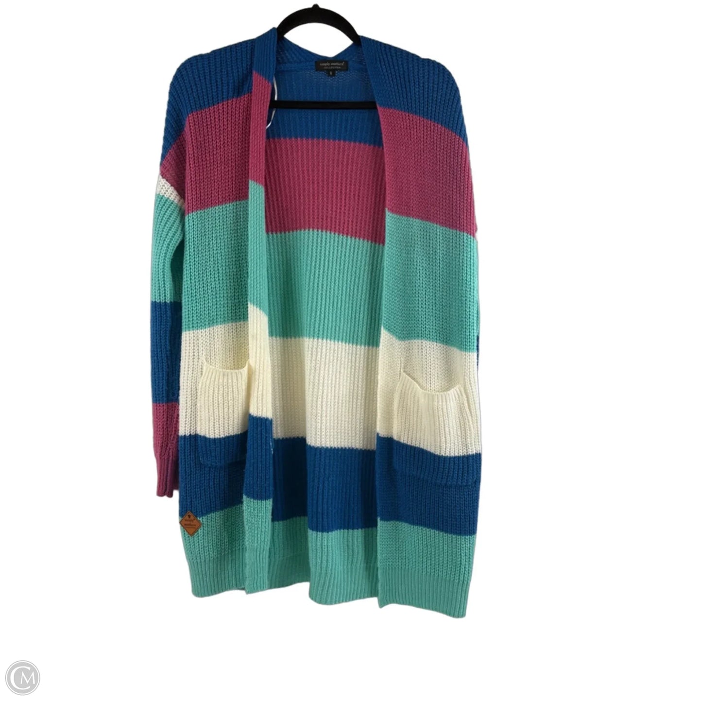 Sweater Cardigan By Simply Vera In Blue & Pink, Size: S