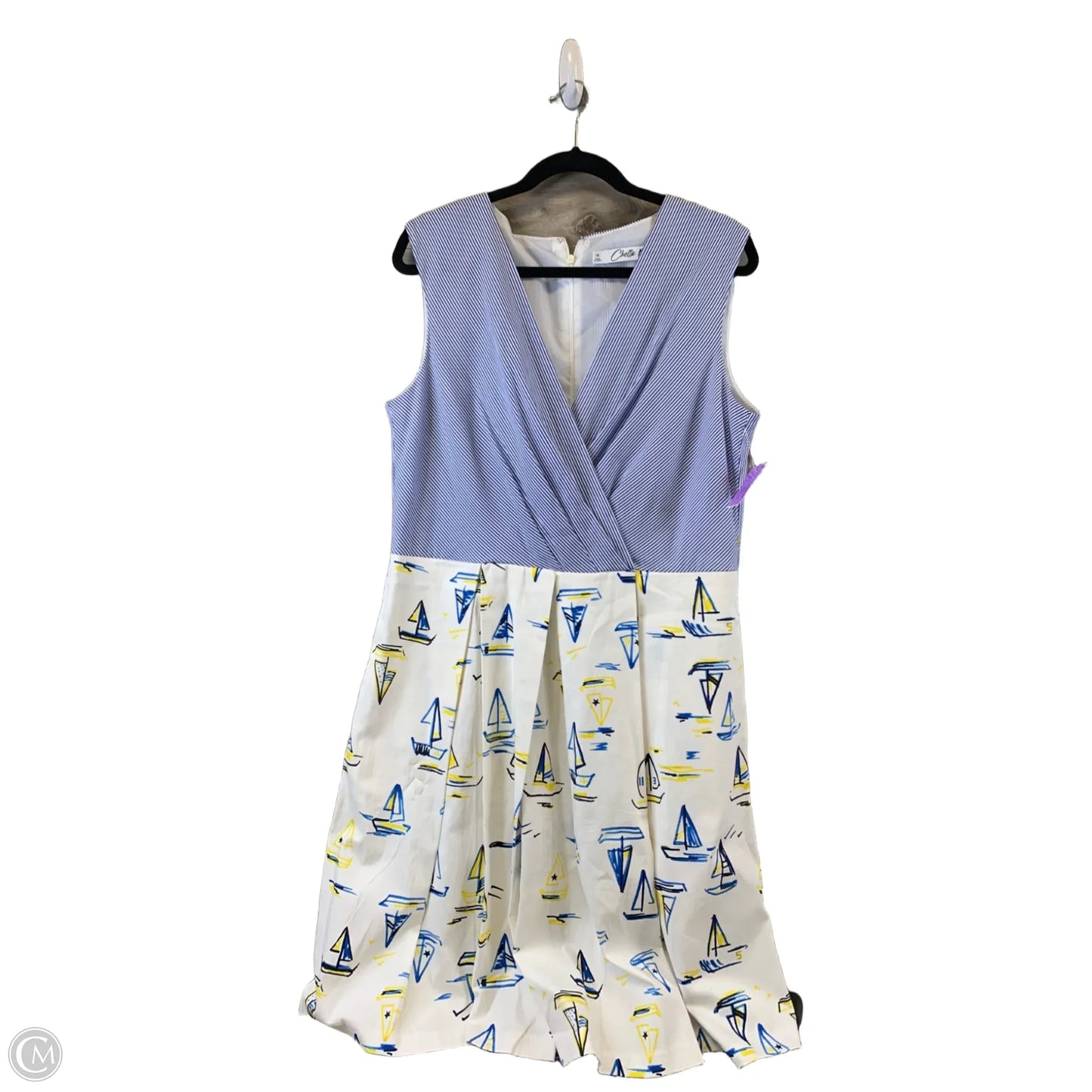 Dress Casual Midi By Clothes Mentor In Blue & Yellow, Size: Xl