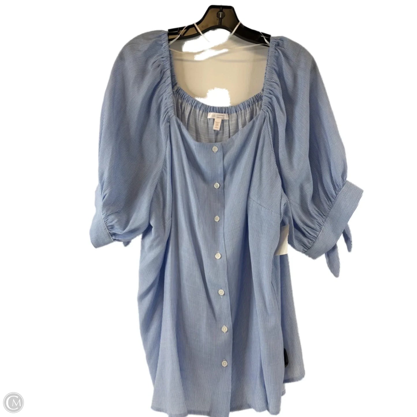 Top Short Sleeve By Lc Lauren Conrad In Blue & White, Size: 2x