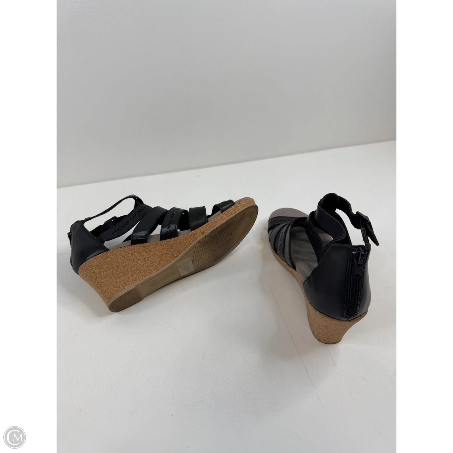 Sandals Heels Wedge By Earth In Black, Size: 9.5