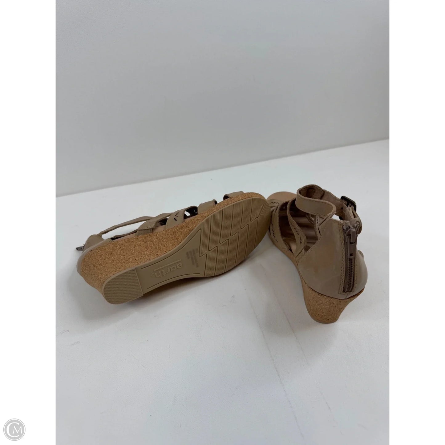 Sandals Heels Wedge By Earth In Tan, Size: 9.5