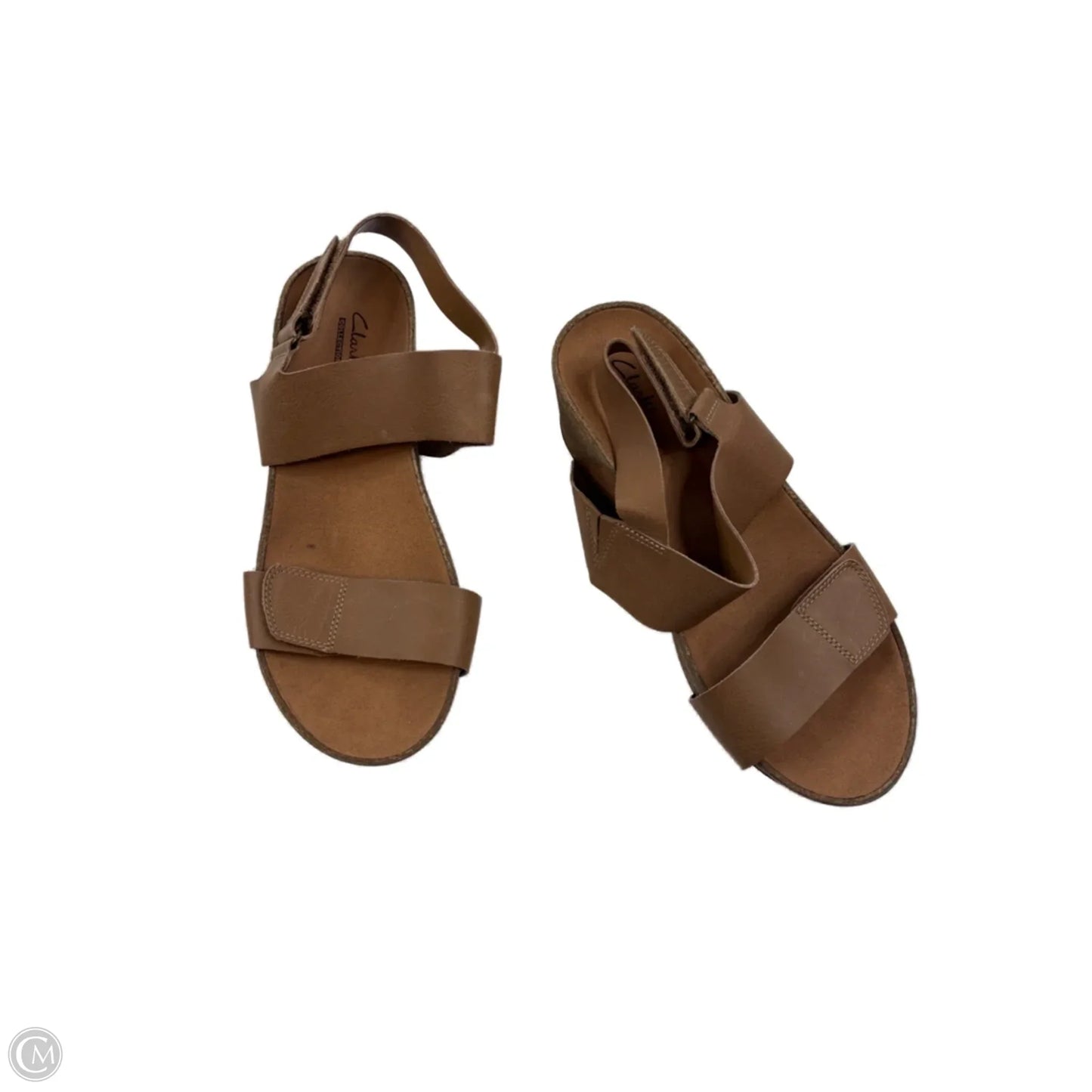 Sandals Heels Wedge By Clarks In Brown, Size: 8.5