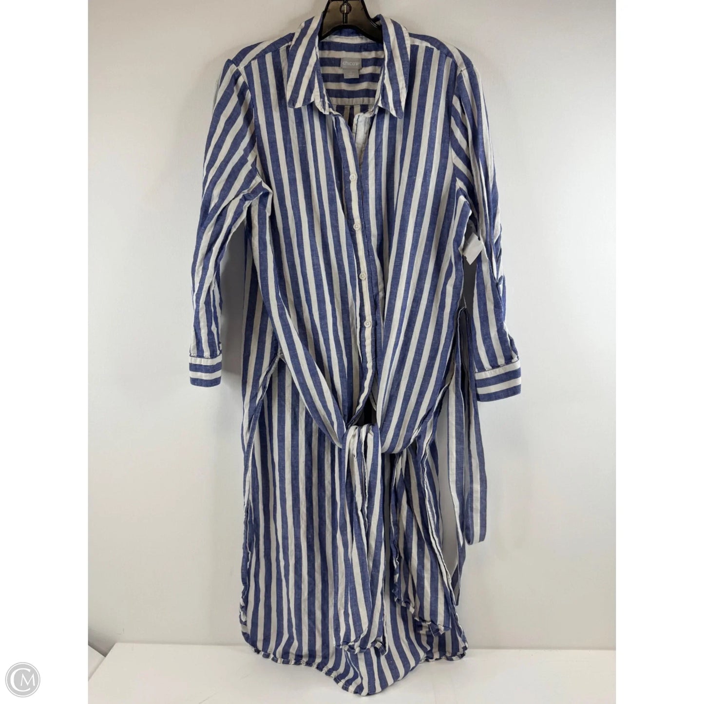 Tunic Long Sleeve By Chicos In Striped Pattern, Size: L