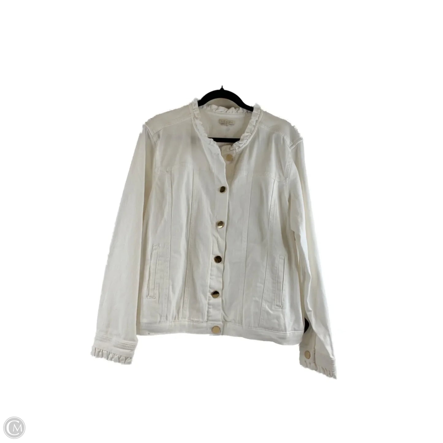 Jacket Denim By Clothes Mentor In White, Size: Xxl