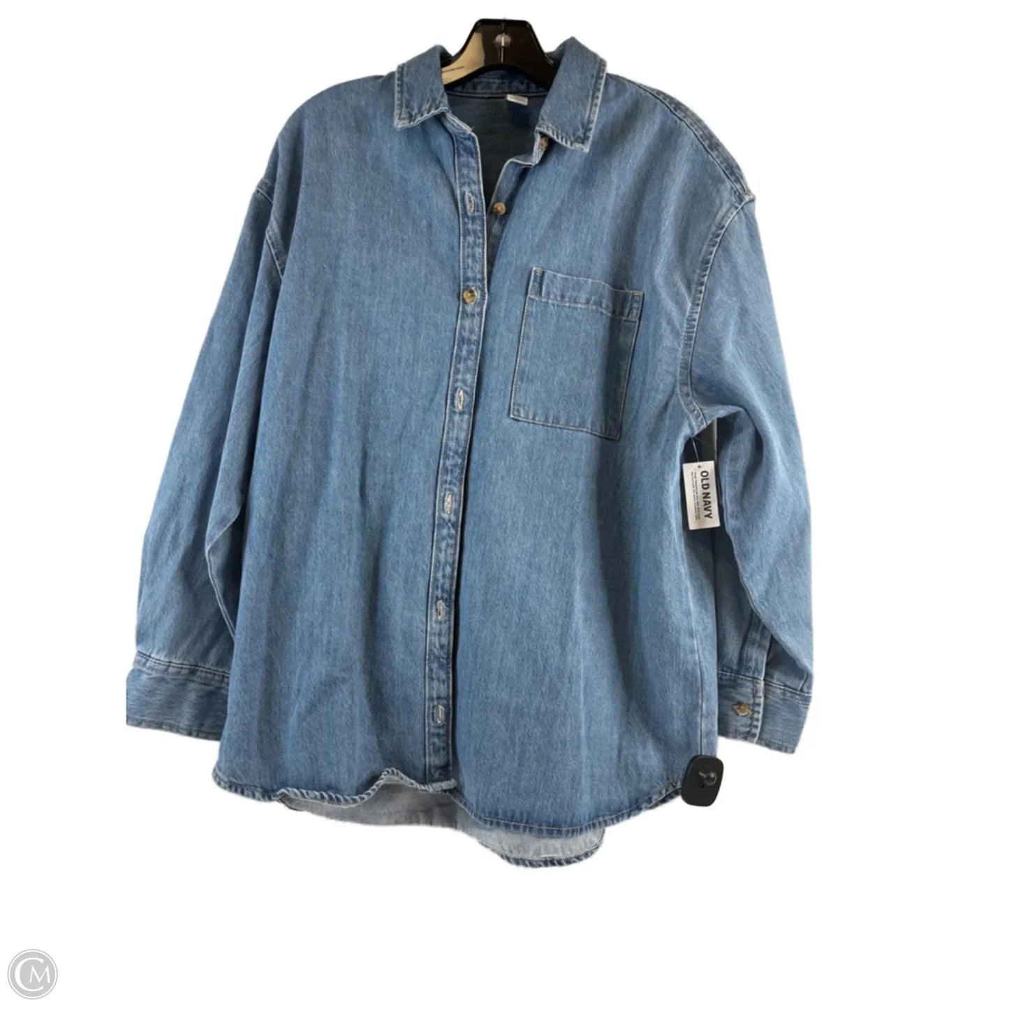 Jacket Shirt By Old Navy In Blue Denim, Size: S