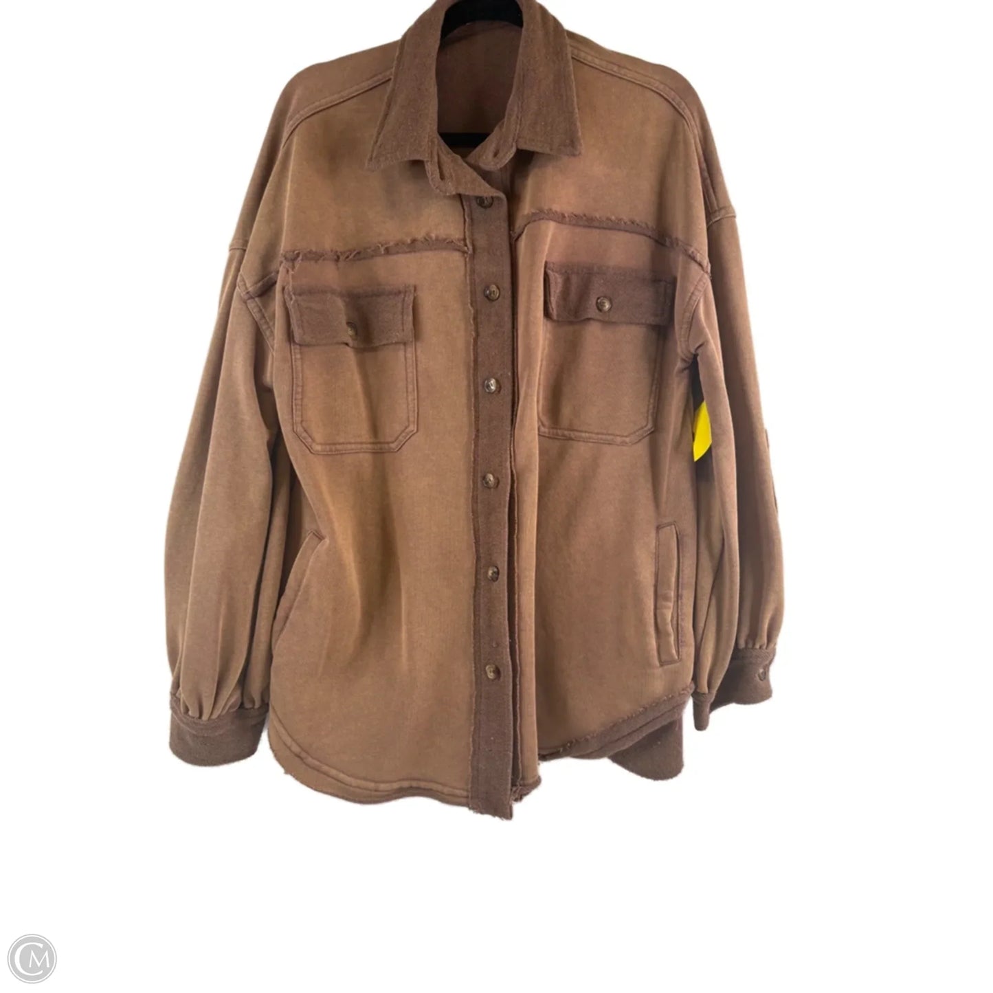 Jacket Shirt By Pol In Brown, Size: S