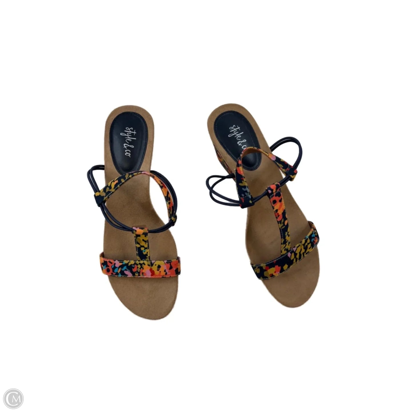 Sandals Heels Wedge By Style And Company In Floral Print, Size: 8