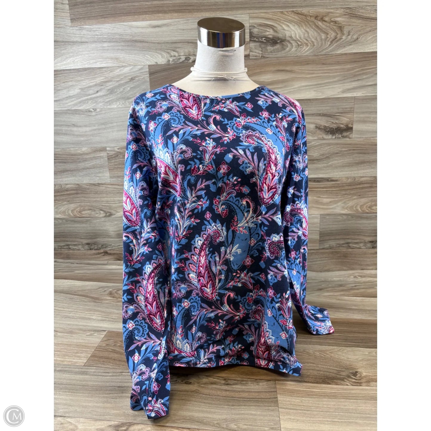 Top Long Sleeve Basic By Talbots In Blue & Pink, Size: 1x