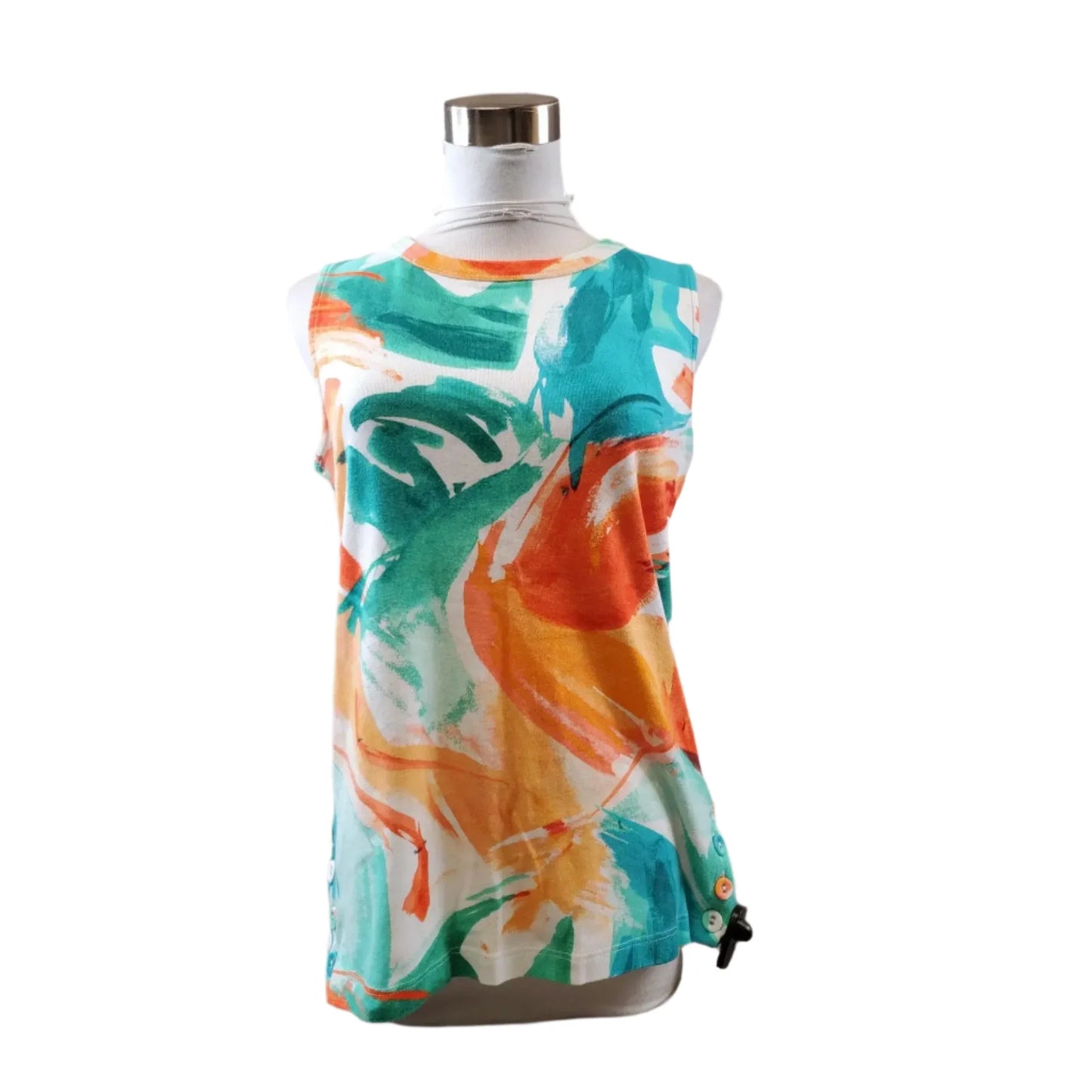 Top Sleeveless Basic By Chicos In Blue & Orange, Size: S