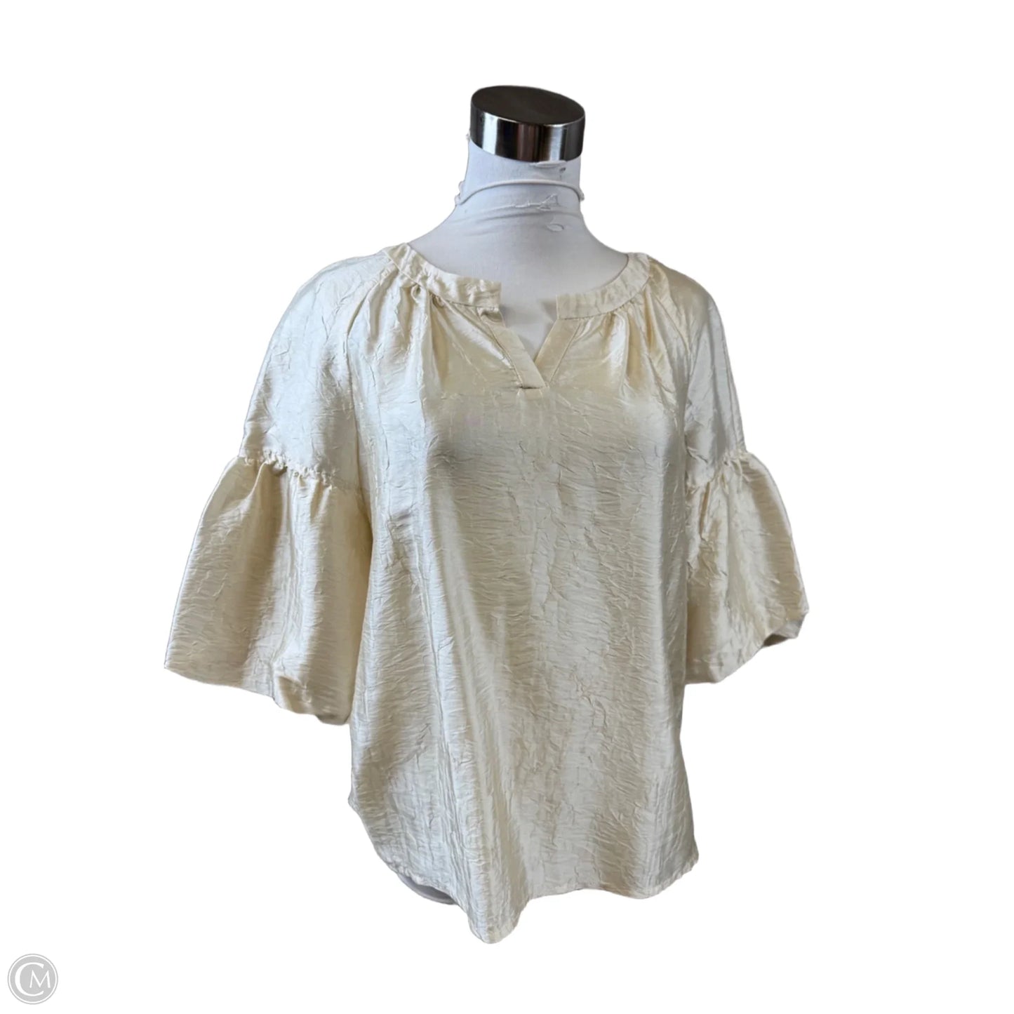 Top Short Sleeve Basic By Talbots In Taupe, Size: S