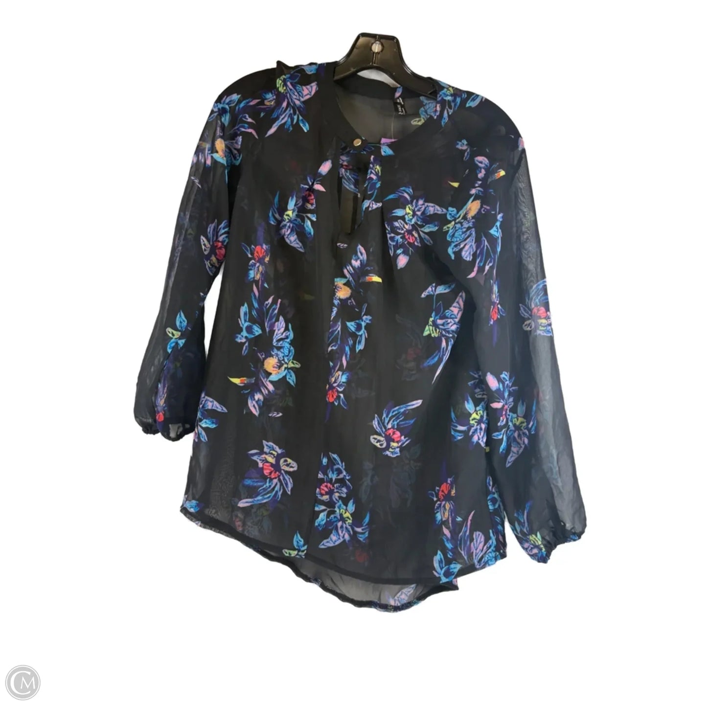 Top Long Sleeve By Cmf In Black & Blue, Size: S