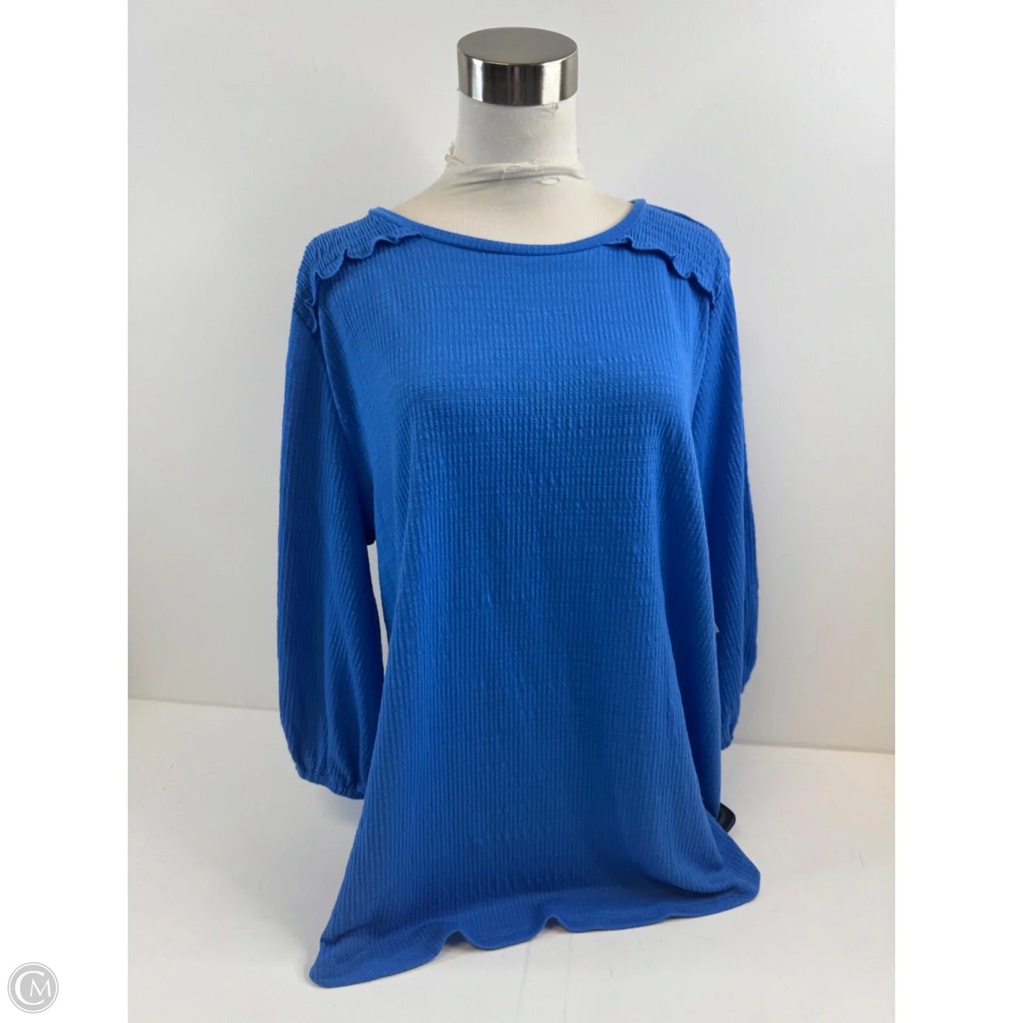 Top 3/4 Sleeve By Liz Claiborne In Blue, Size: Xl