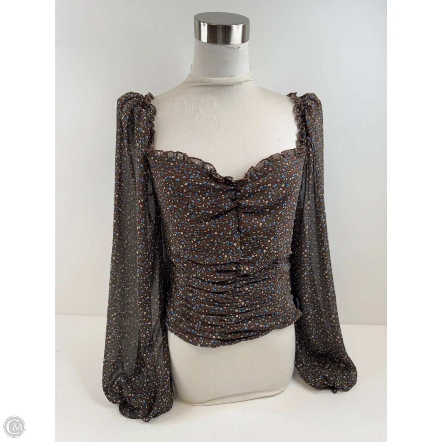 Top Long Sleeve By Astr In Brown & Green, Size: M