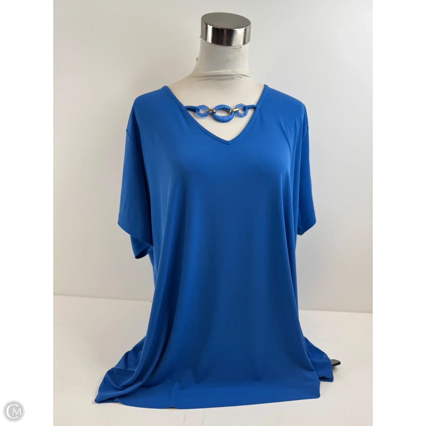 Top Short Sleeve By Susan Graver In Blue, Size: 2x
