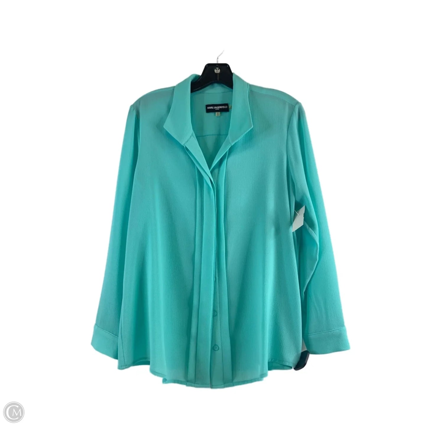 Top Long Sleeve Designer By Karl Lagerfeld In Aqua, Size: M