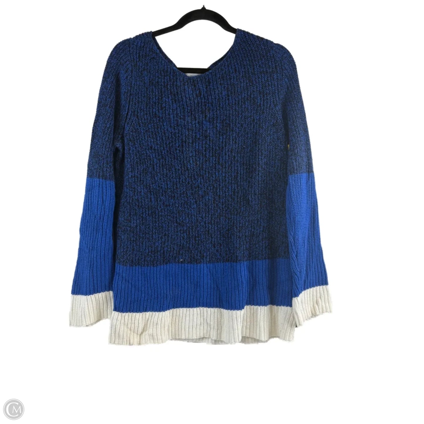 Sweater By Liz Claiborne In Blue & White, Size: L