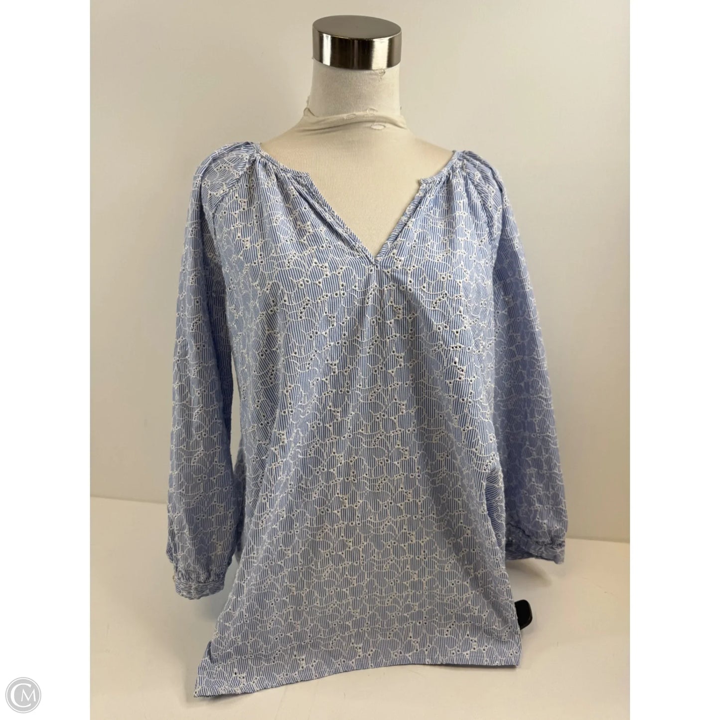Top 3/4 Sleeve Designer By Lilly Pulitzer In Blue & White, Size: Xl