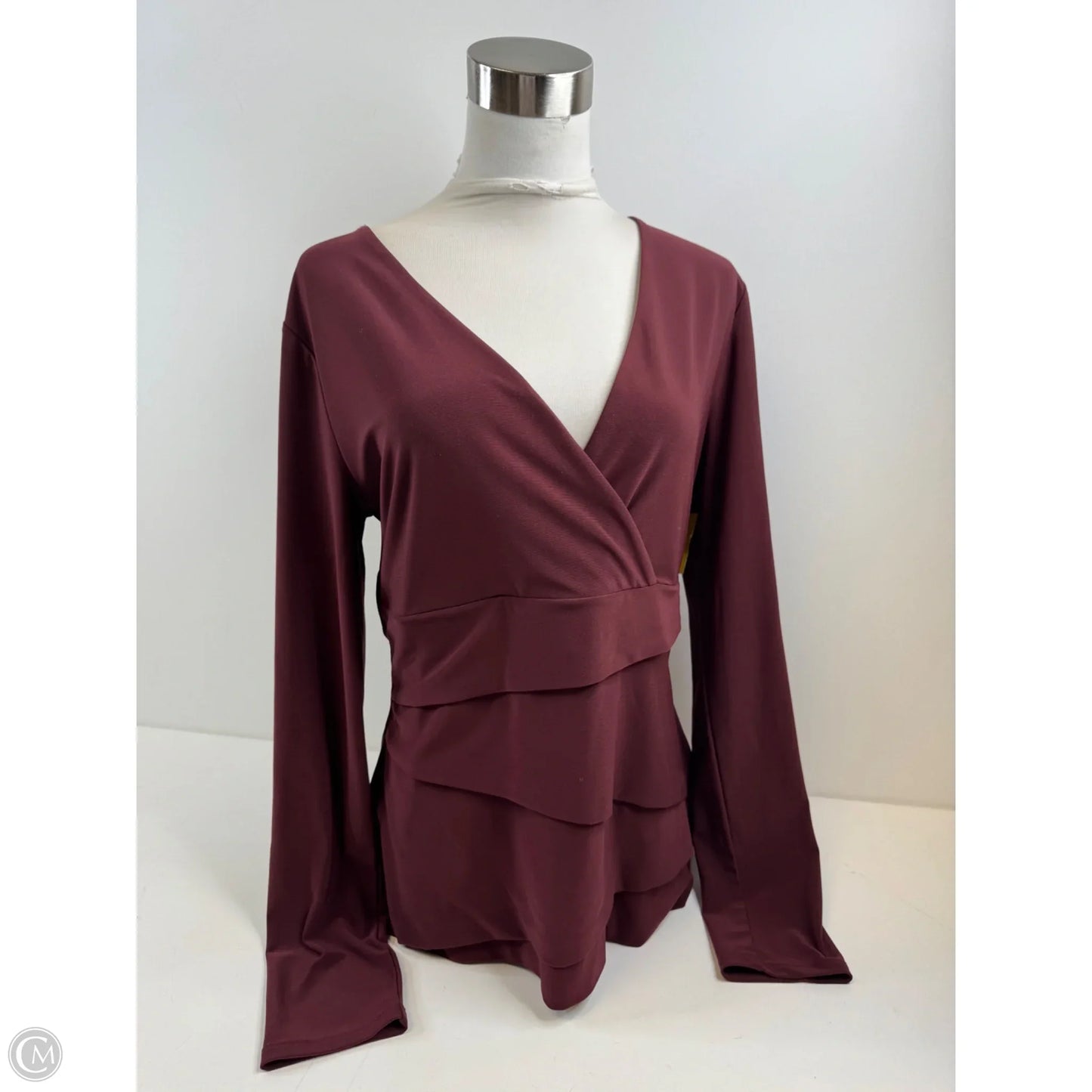 Top Long Sleeve By White House Black Market In Maroon, Size: L