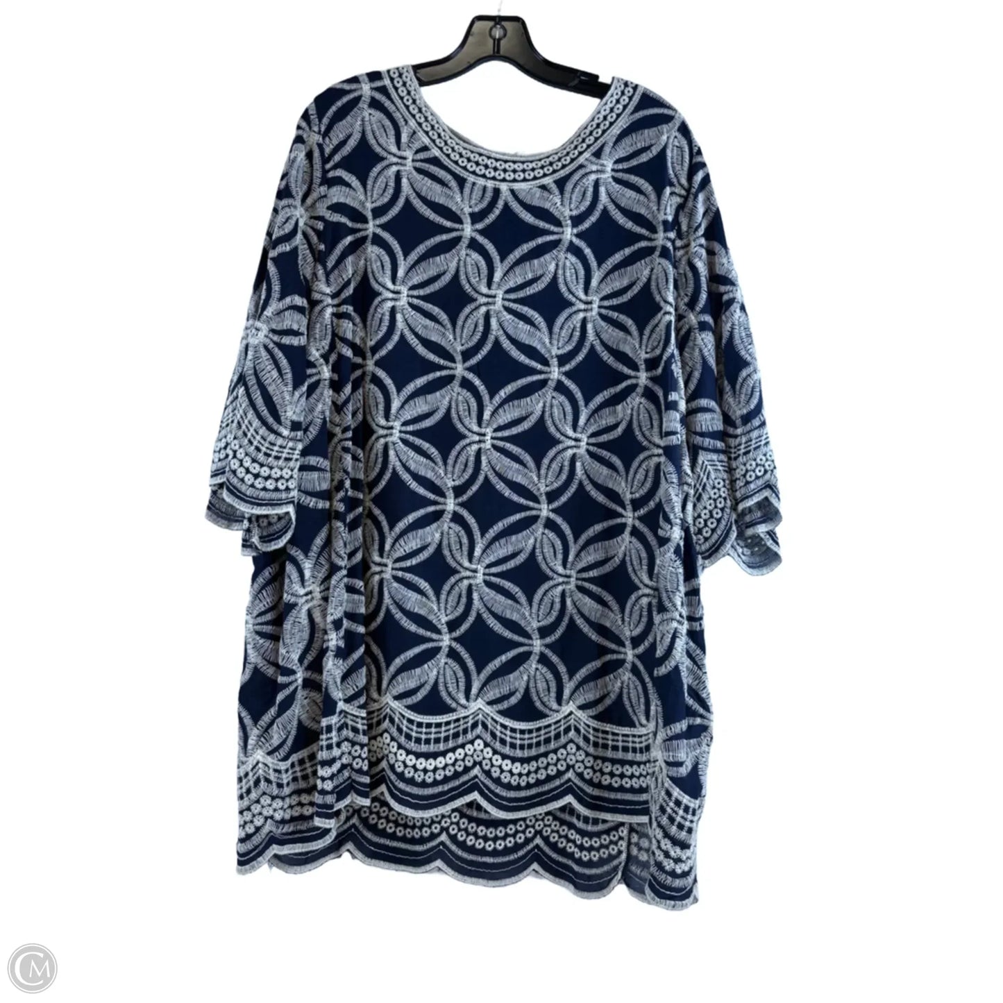 Top Short Sleeve By Solitaire In Blue & White, Size: 2x
