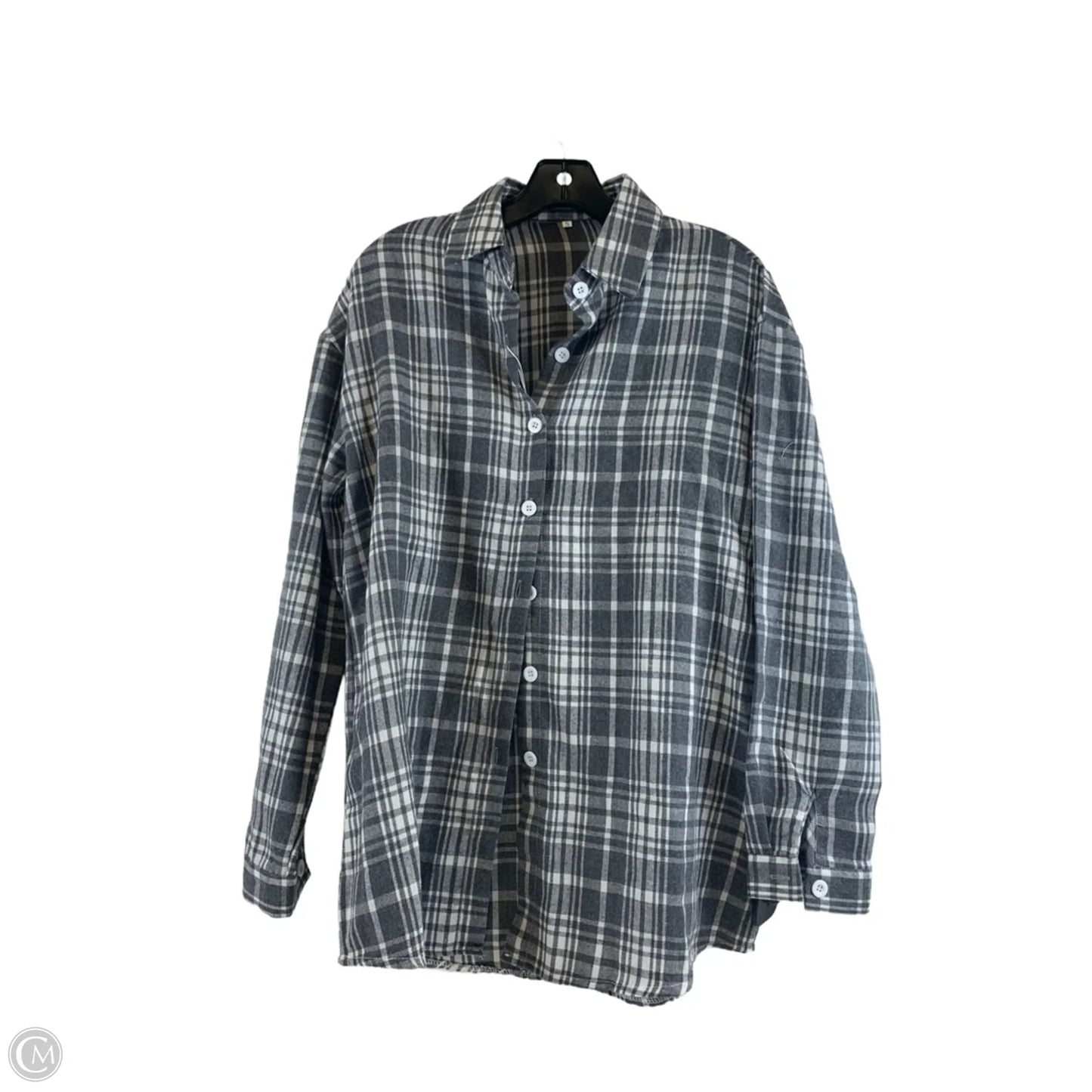 Top Long Sleeve By Clothes Mentor In Grey & White, Size: S