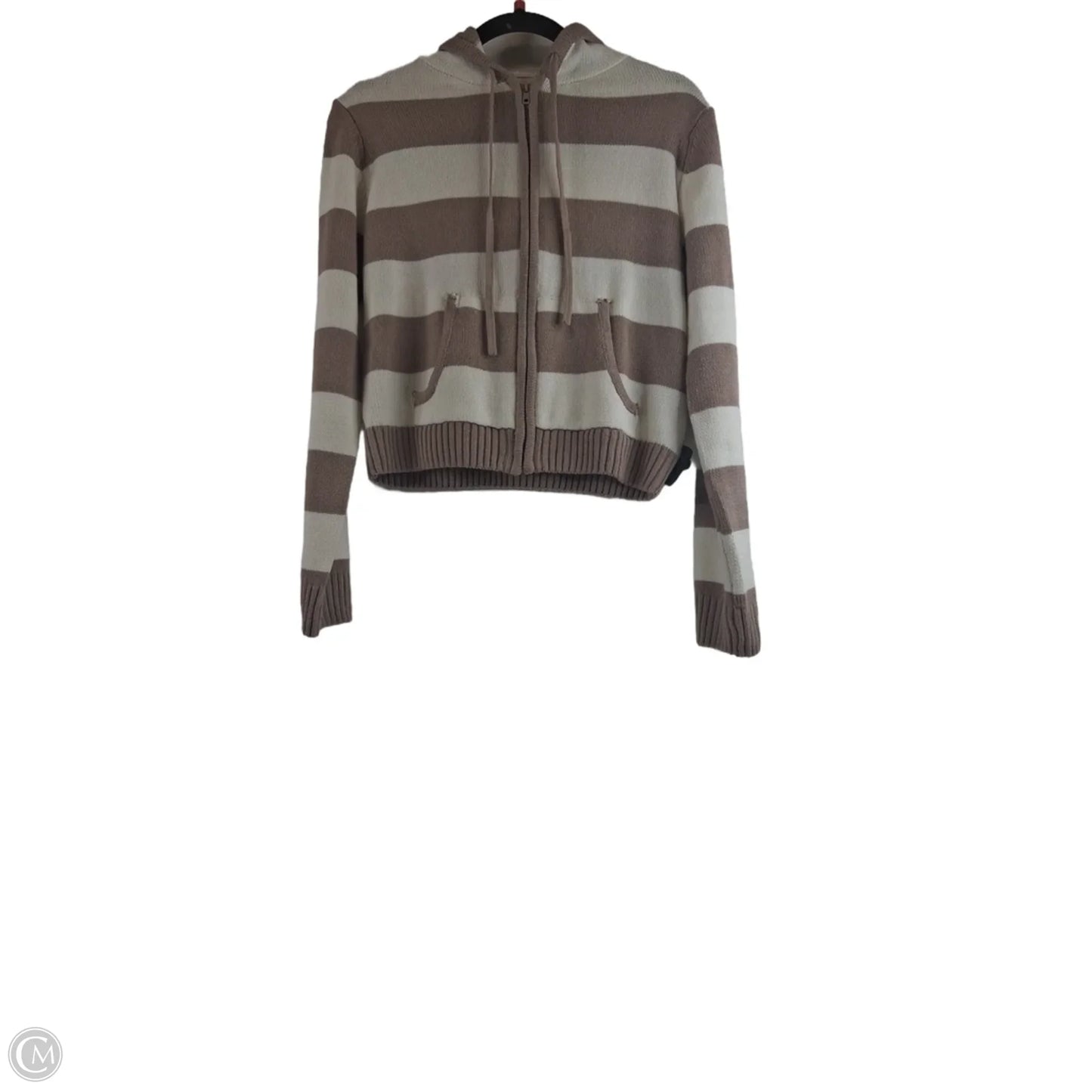Sweater Cardigan By Pink Rose In Brown & Cream, Size: M